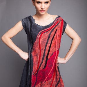 Unique Dress Merino Wool Red and Gray Wearable Art All Sizes - Etsy