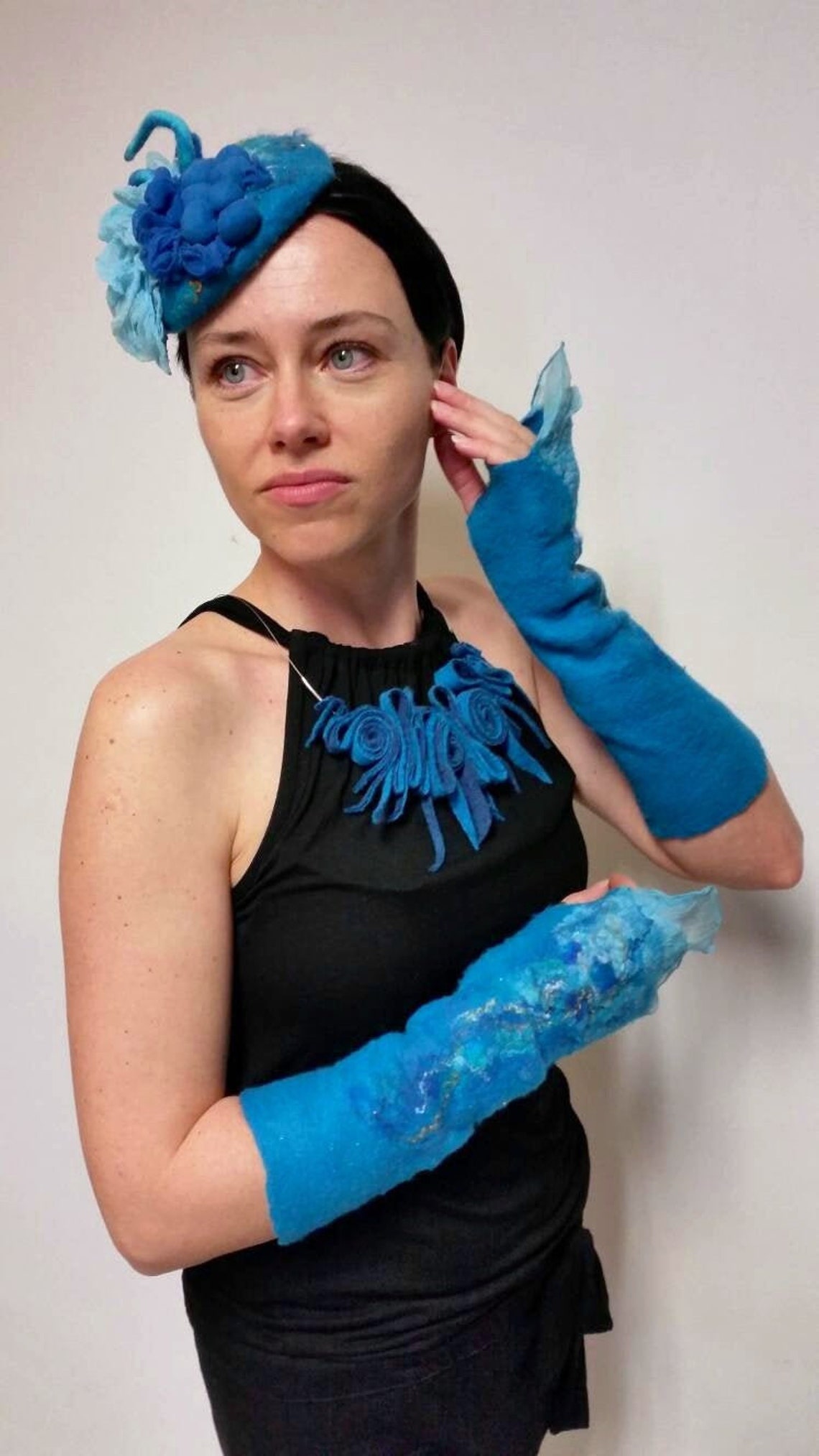 Pillbox Hat Blue Fascinator Birdcage Veil Hat Face Veil Hat Etsy