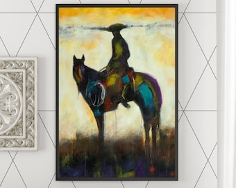 Lone Rider, Acrylic Painting, Unframed Giclée Print