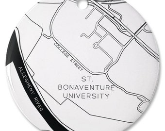 St. Bonaventure University Map Porcelain Ornament