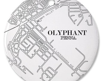 Olyphant Pa Map Porcelain Ornament