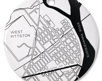 West Pittston Pa Map Porcelain Ornaments