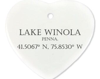 Lake Winola Pa Coordinates Porcelain Ornament