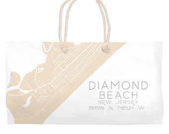 Diamond Beach New Jersey Map Tote Bag