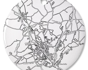 The Abingtons Pa Map Porcelain Ornament