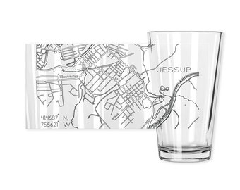 Custom Address Map Pint Glass - Unique Valentines Gift Him - Husband Gift -Beer Valentine