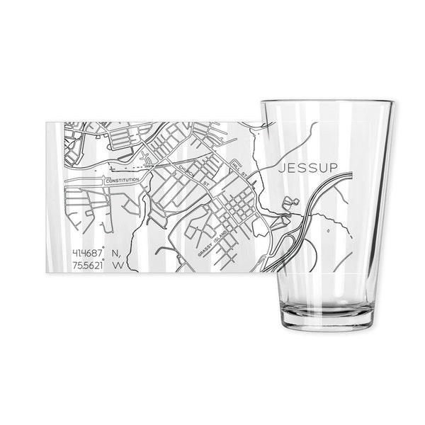 Custom Address Map Pint Glass - Unique Valentines Gift Him - Husband Gift -Beer Valentine