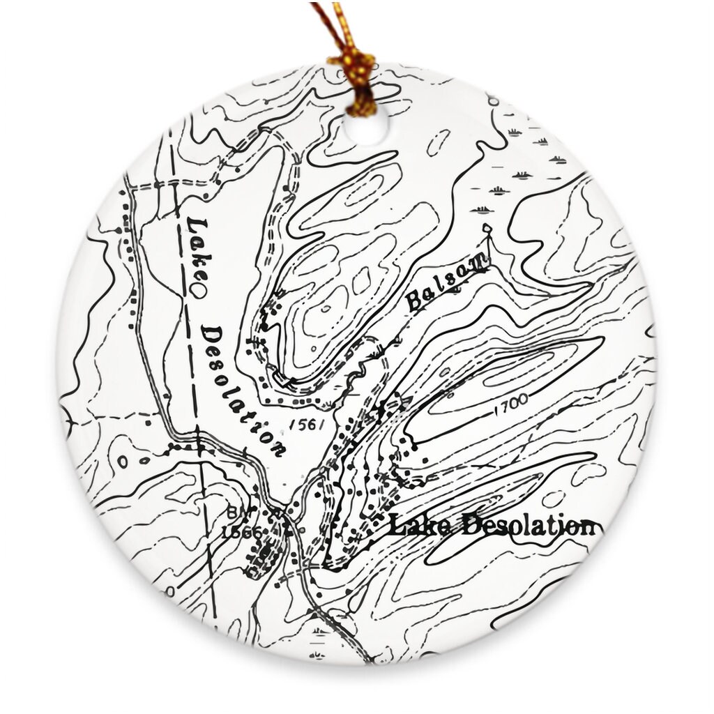 Lake Desolation Ny Map Porcelain Ornament Etsy