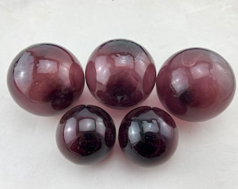 5 Pieces Purple Decorative Reproduction Blown Glass Float Fishing Buoy Ball