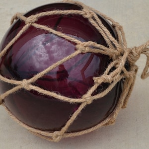 Purple Reproduction GLASS FLOAT Fishing Buoy Ball With Fishnet 12"