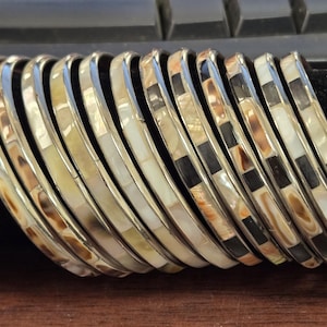 12 Pieces Assorted Shell Inlay Bangle Bracelet