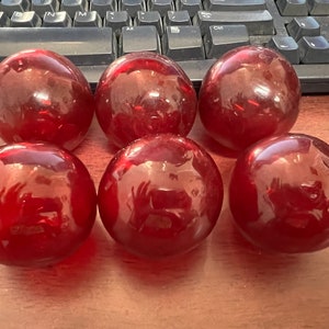 6 Pieces Red Decorative Reproduction Blown Glass Float Fishing Buoy Ball 3&quot;