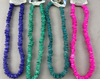 4 Pcs Colorful Handmade Puka Chip Coco Shell Necklace 18"