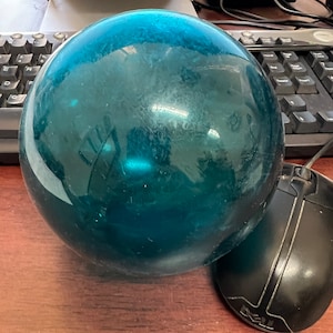 Teal Aqua Blue Decorative Reproduction Blown Glass Float Fishing Buoy Ball 5&quot;