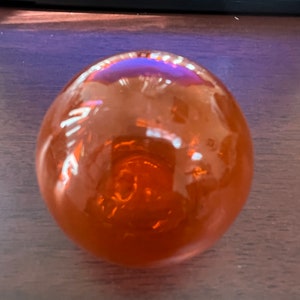 Tangerine Orange Red Decorative Reproduction Blown Glass Float Fishing Buoy Ball 3&quot;