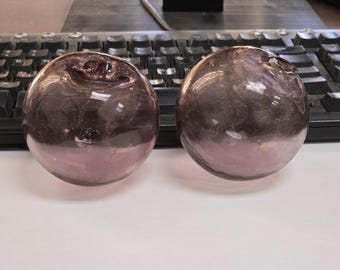 Light Purple Pink Decorative Reproduction Blown Glass Float Fishing Buoy Ball 3"