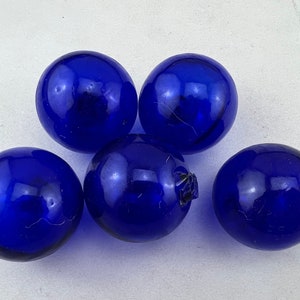 5 Pieces Cobalt Blue Decorative Reproduction Blown Glass Float Fishing Buoy Ball 2&quot;