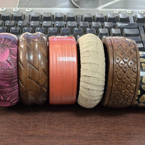 6 Pcs Wood Resin Bangle Cuff Bracelet Jewelry