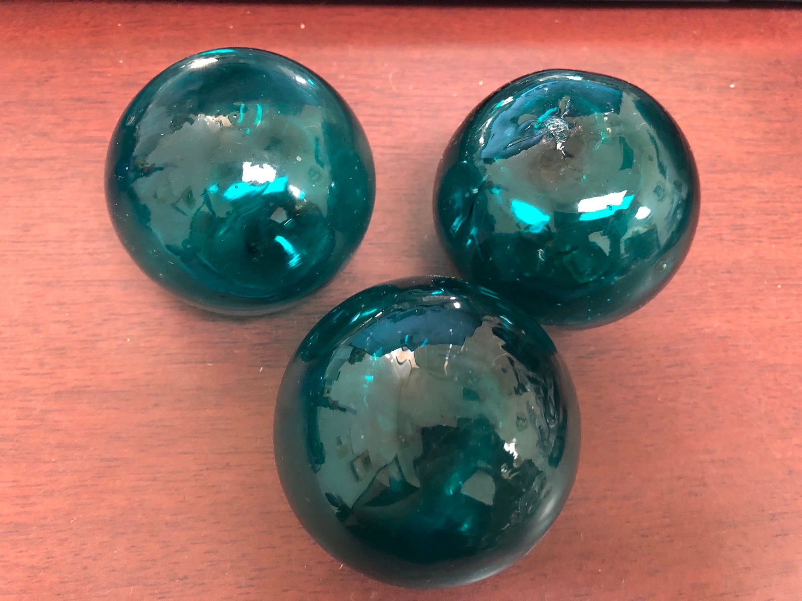 2 Pieces Turquoise Decorative Reproduction Blown Glass Float Etsy