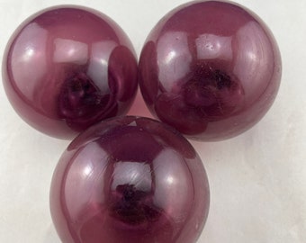 3 Pieces Purple Decorative Reproduction Blown Glass Float Fishing Buoy Ball 4"