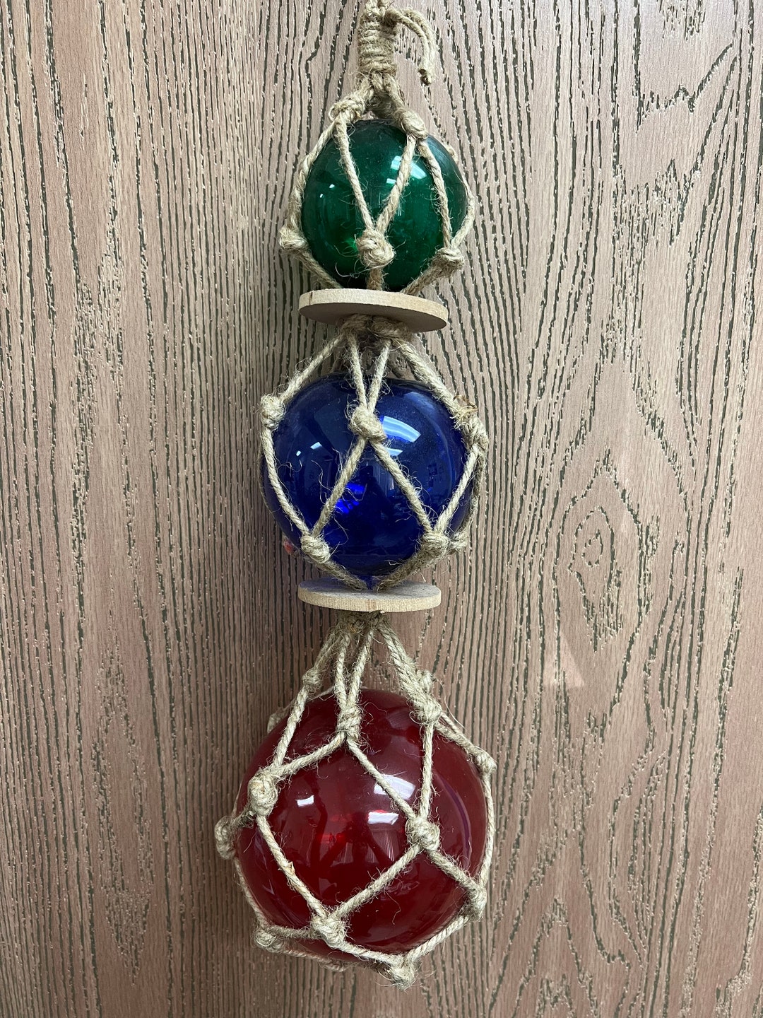 2 Pieces Red Green Cobalt Blue Decorative Reproduction Blown Glass