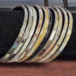 10 Pieces Assorted Abalone Green Mother of Pearl Shell Inlay Bangle Bracelet