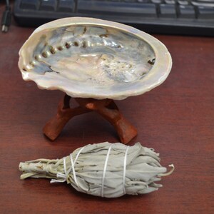 ABALONE Shell White SAGE With Stand Smudge Kit Spiritual Cleansing - Etsy