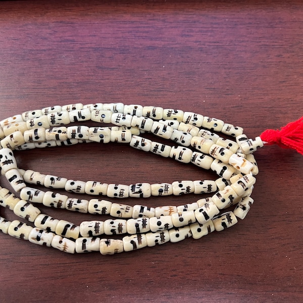 Hand-carved Tibetan 108 Bone Prayer Beads Skull Necklace Bracelet