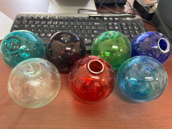 7 Pieces Assorted Decorative Reproduction Blown Glass Float