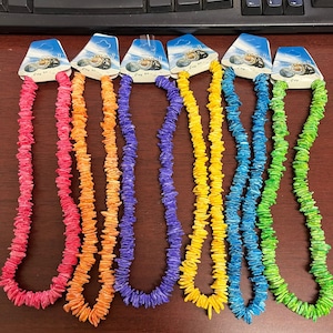 6 Pcs Colorful Handmade Puka Chip Coco Shell Necklace 18"