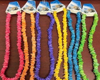 6 Pcs Colorful Handmade Puka Chip Coco Shell Necklace 18"