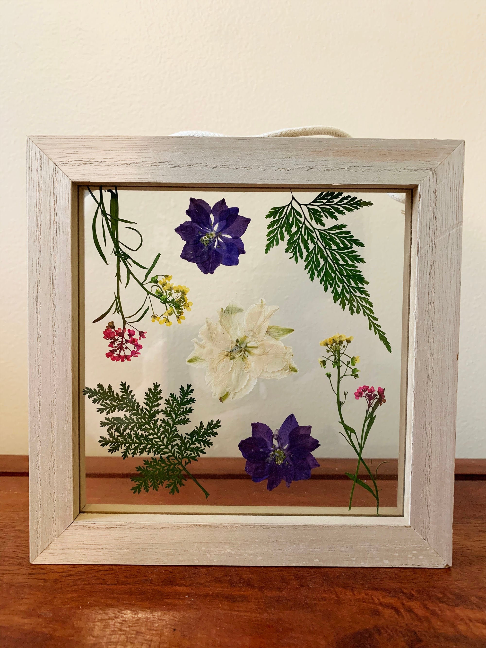 Pressed Flowers Glass Framed Wall Decor Etsy