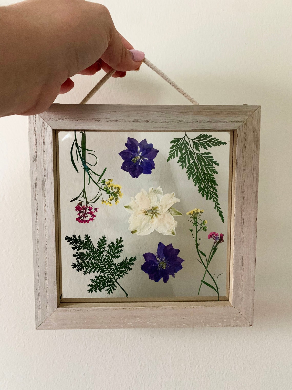 Pressed Flowers Glass Framed Wall Decor Etsy