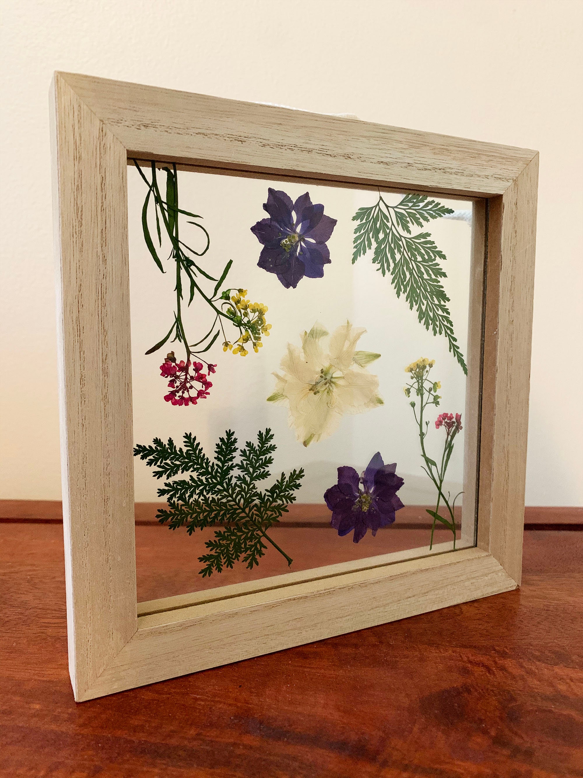 Pressed Flowers Glass Framed Wall Decor Etsy
