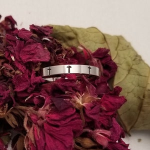 Cross Stacking Stainless Ring Band, Stackable Communion Religion Band,  Gold Cross Ring, Rose Gold Cross Ring, Silver Cross Ring, Custom
