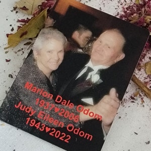 Memorial Photo Wallet Metal Insert Card, Picture Memory Double Side Insert, Color Black White, Personalized Card Keepsake, Loss of Loved One