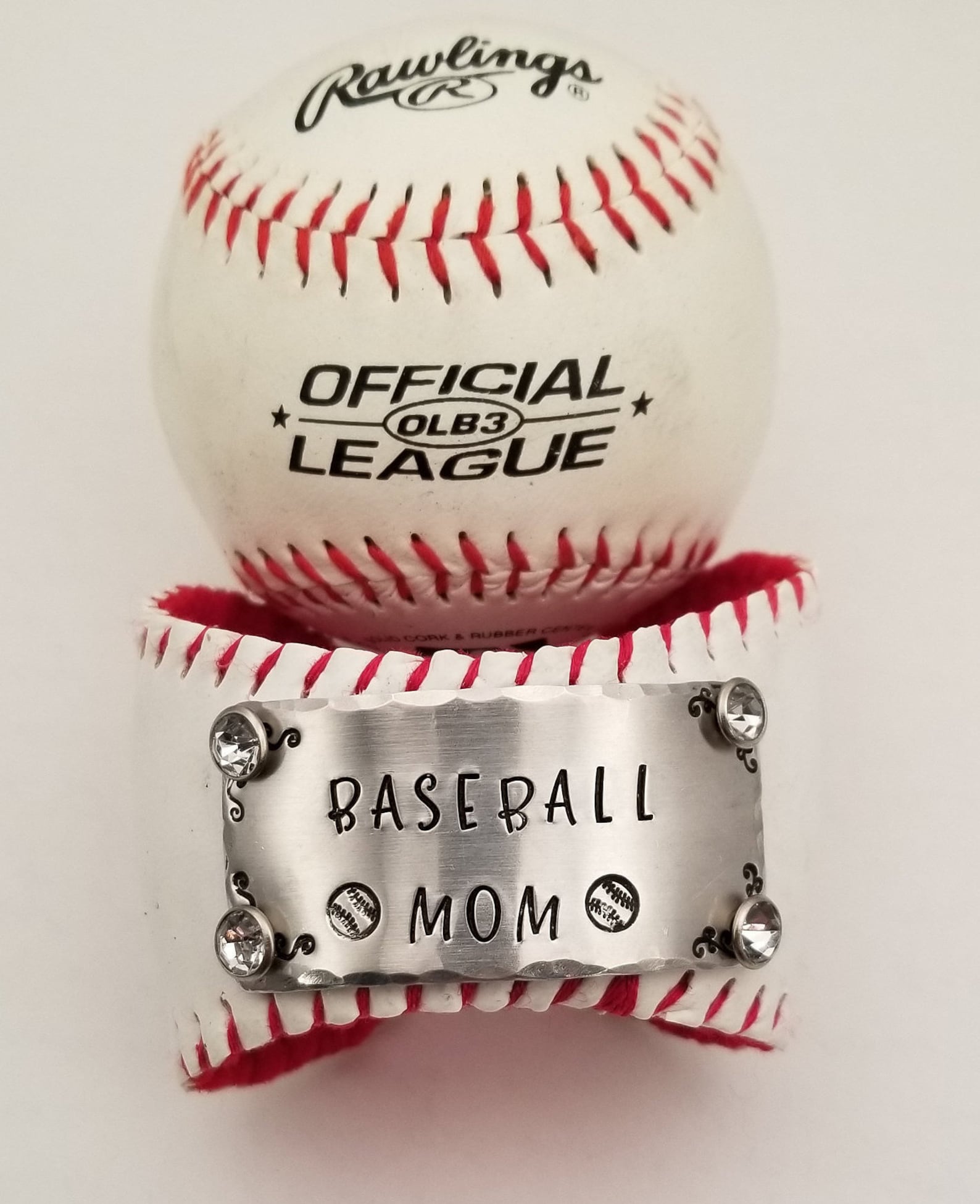 Hand Stamped Leather Baseball Cuff Braceletbaseball Mom Etsy