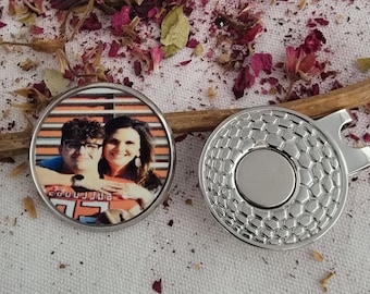 Photo Golf Marker, Personalized Golf Ball Marker with Hat Clip, Custom Photo, Gift for Golfer, Photo Removable Magnetized Hat Clip