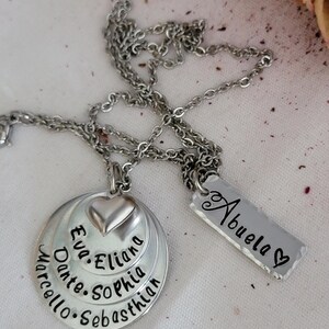 Multiple Names Family Necklace - Custom hand Stamped - Mothers Gifts - Grandmother gifts