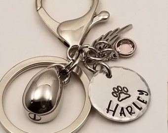 Pet Teardrop Urn Cremation Key Chain - Grief Mourning Keychain - Remembrance Memorial Loss of Loved One Keepsake - Stainless Steel Urn