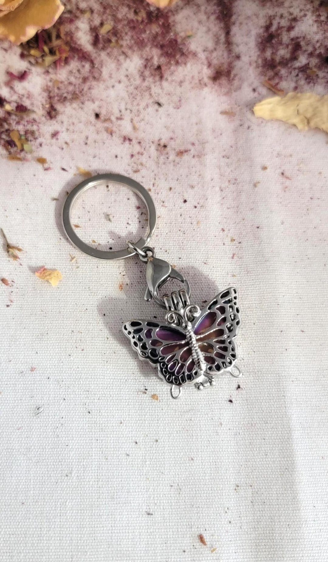 Ash Key Chain Butterfly Ash Cremains Urn Keychain, Memorial Stainless Silver Funeral ...