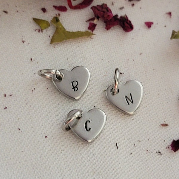 Stainless Steel Initial Heart Charm Add On