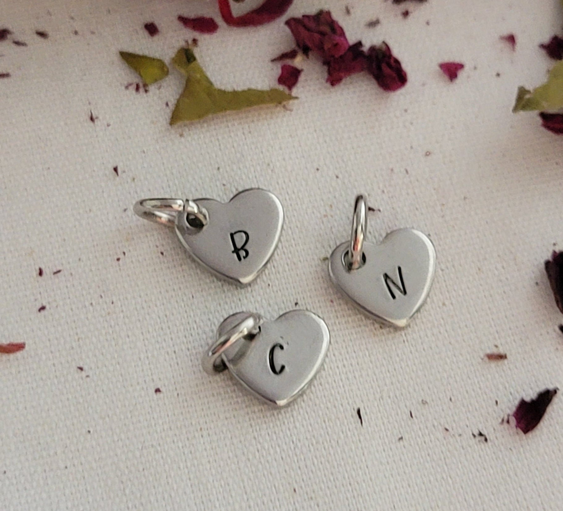 Stainless Steel Initial Heart Charm Add On