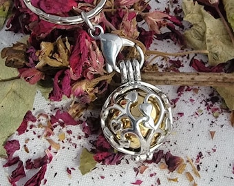 Cremation Cremains Ash Self Fill Gold Urn Keychain, Filigree Ash Hair Self Fill Urn, Stainless Gold Human Pet Loss Remembrance Urn
