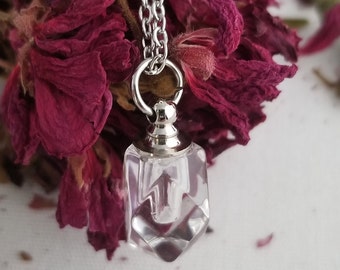 Glass Cremation Ash Hair Clear Urn Memorial Pendant Necklace, Affordable Fillable Faceted Simple Tiny Urn, Keepsake Cremation Ash Jewelry