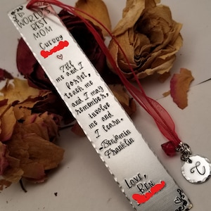 Hand Stamped Bookmark - Custom Book Mark - Teachers Gift - Graduation Gift - Communion Gift - Wedding Gift - Metal Book Mark