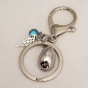 Teardrop Urn Cremation Keepsake Keychain -Grief Mourning Key Chain, For Human or Pet Remembrance Memorial Loss of Loved One, Stainless Steel