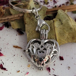 Cremains Ash Heart Urn Keychain Locket, Stainless Filigree Heart Self Fill Silver Heart Urn, Memorial Cremains Ash Urn Keychain, Human/Pet