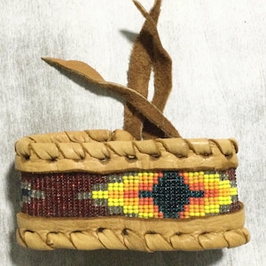 Deerskin Leather Bracelet With Beadwork