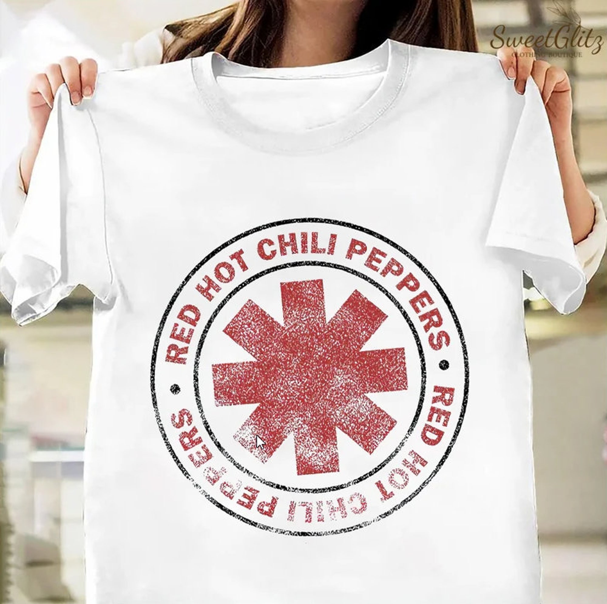 Red Hot Chili Peppers Distressed Outlined Asterisk Logo Shirt